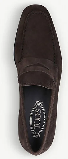 Mens Dark Brown Gomma Suede Penny Loafers Eur 42.5 / 8.5 Uk Men - Image 2