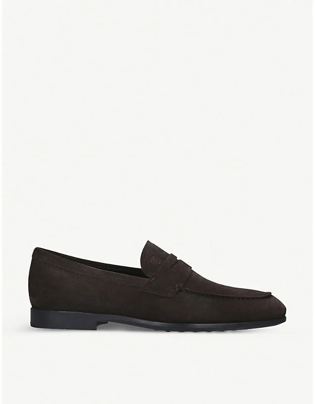 Mens Dark Brown Gomma Suede Penny Loafers Eur 42.5 / 8.5 Uk Men