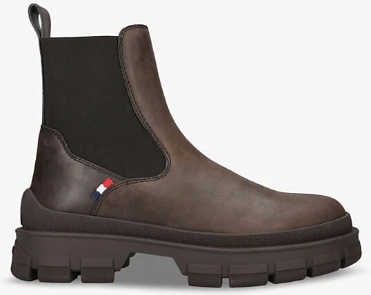 Mens Dark Brown Hevea Logo-Embroidered Leather Chelsea Boots Eur 46 / 12 Uk Men