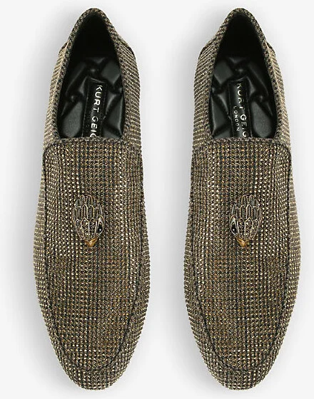 Mens Dark Brown Hugh Eagle-Embellished Herringbone Woven Loafers Eur 40 / 6 Uk Men - Image 2