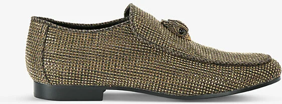Mens Dark Brown Hugh Eagle-Embellished Herringbone Woven Loafers Eur 40 / 6 Uk Men