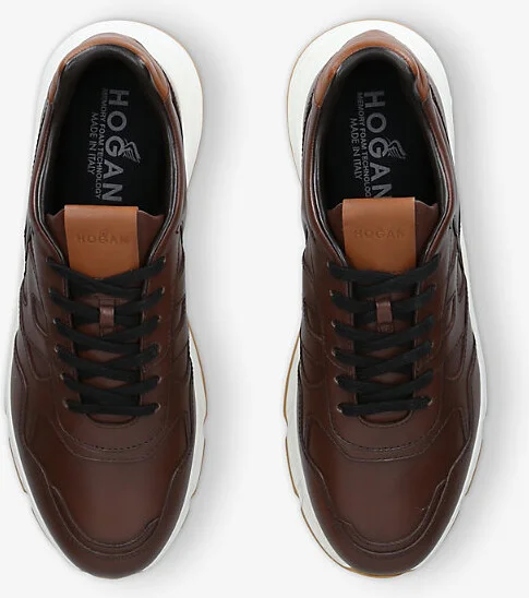 Mens Dark Brown Hyperlight Branded Leather Low-Top Trainers Eur 44 / 10 Uk Men - Image 2