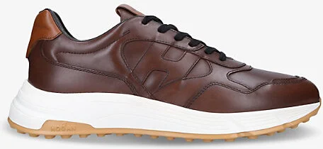 Mens Dark Brown Hyperlight Branded Leather Low-Top Trainers Eur 44 / 10 Uk Men