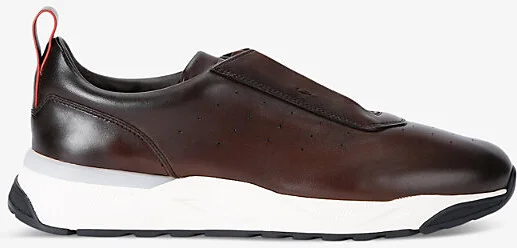 Mens Dark Brown Innova Perforated Leather Low-Top Trainers Eur 39 / 5 Uk Men