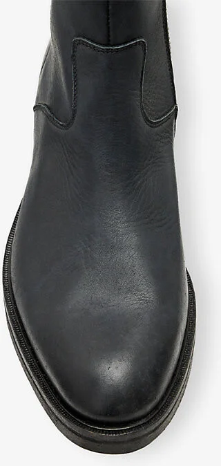Mens Dark Brown Lang Logo-Embossed Leather Ankle Boots Eur 40 / 6 Uk Men - Image 3