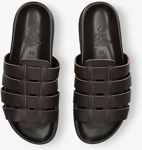 Mens Dark Brown Laodamas Leather Gradiator Flat Sandals Eur 41 / 7 Uk Men - Image 2
