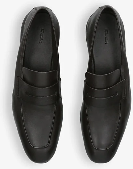 Mens Dark Brown L'Asola Secondskin Almond-Toe Leather Penny Loafers Eur 41 / 7 Uk Men - Image 2