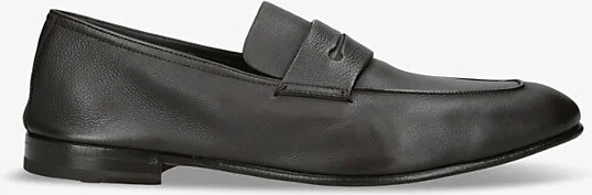 Mens Dark Brown L'Asola Secondskin Almond-Toe Leather Penny Loafers Eur 41 / 7 Uk Men