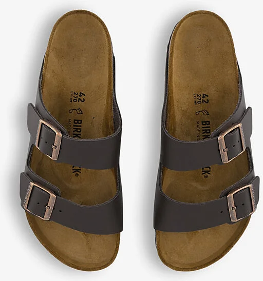 Mens Dark Brown Leather Arizona Double-Strap Leather Sandals Eur 44 / 10 Uk Men - Image 2