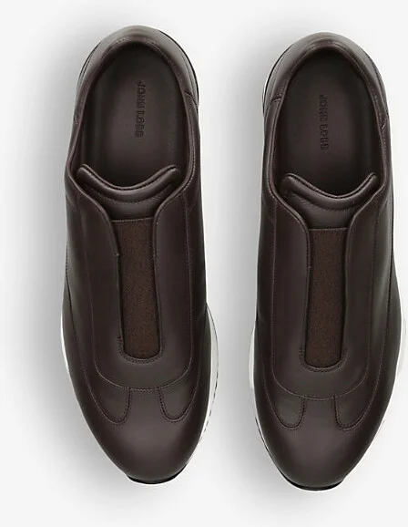 Mens Dark Brown Lift Leather Low-Top Trainers Eur 41 / 7 Uk Men - Image 2
