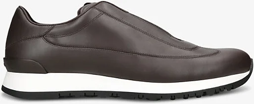 Mens Dark Brown Lift Leather Low-Top Trainers Eur 41 / 7 Uk Men