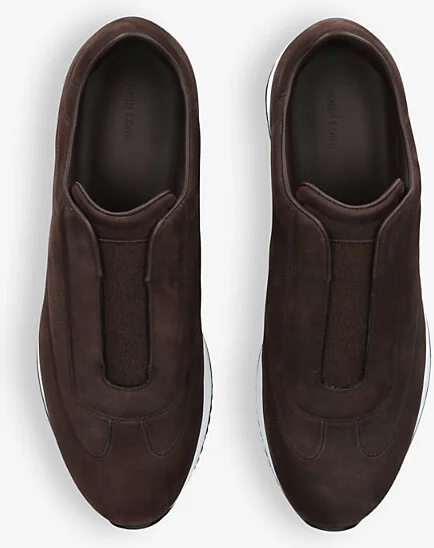 Mens Dark Brown Lift Leather Low-Top Trainers Eur 42.5 / 8.5 Uk Men - Image 2