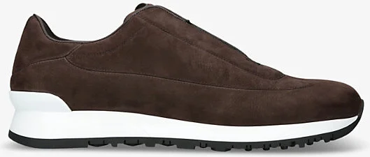 Mens Dark Brown Lift Leather Low-Top Trainers Eur 42.5 / 8.5 Uk Men