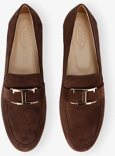 Mens Dark Brown Logo-Hardware Suede Loafers Eur 38.5 / 5.5 Uk Women - Image 2