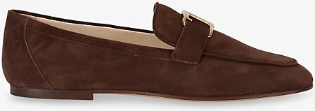 Mens Dark Brown Logo-Hardware Suede Loafers Eur 38.5 / 5.5 Uk Women