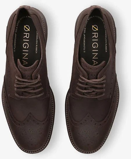 Mens Dark Brown Øriginalgrand Wingtip Leather Oxford Shoes Eur 43.5 / 9.5 Uk Men - Image 2