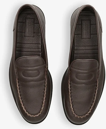 Mens Dark Brown Pace Leather Loafers Eur 41 / 7 Uk Men - Image 2
