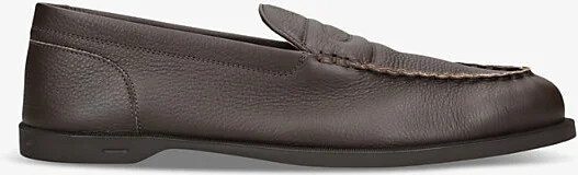 Mens Dark Brown Pace Leather Loafers Eur 41 / 7 Uk Men