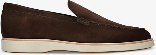 Mens Dark Brown Paraiso Tonal-Stitching Suede Loafers Eur 42.5 / 8.5 Uk Men