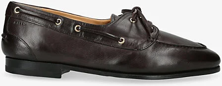 Mens Dark Brown Plume Leather Boat Shoes Eur 42 / 8 Uk Men