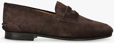 Mens Dark Brown Plume Penny-Strap Suede Loafers Eur 42 / 8 Uk Men