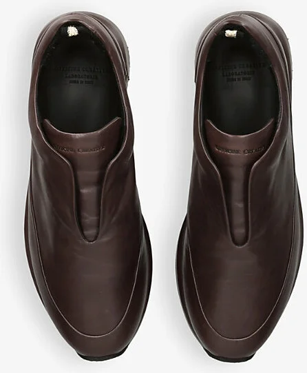 Mens Dark Brown Race Leather Low-Top Trainers Eur 41 / 7 Uk Men - Image 2