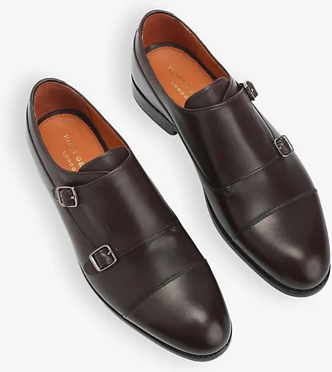 Mens Dark Brown Sloane Leather Monk Shoes Eur 44 / 10 Uk Men - Image 2