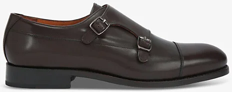 Mens Dark Brown Sloane Leather Monk Shoes Eur 44 / 10 Uk Men