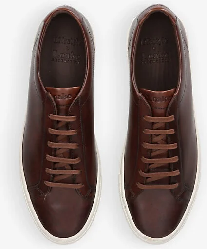 Mens Dark Brown Sprint Contrast-Stich Leather Low-Top Trainers Eur 41 / 7 Uk Men - Image 2