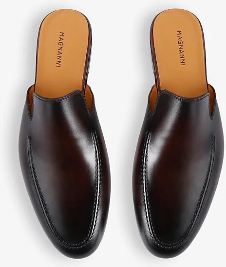 Mens Dark Brown Suela Slip-On Leather Mules Eur 41.5 / 7.5 Uk Men - Image 2