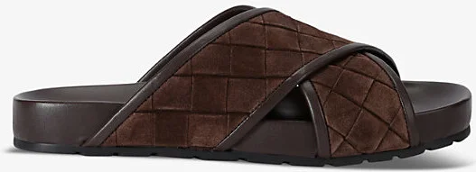 Mens Dark Brown Tarik Woven Leather Sandals Eur 45 / 11 Uk Men