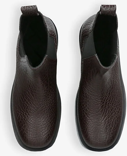 Mens Dark Brown Torino Grain-Texture Leather Chelsea Boots Eur 44 / 10 Uk Men - Image 2