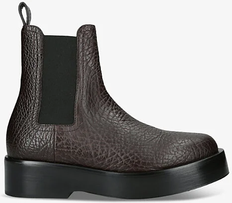 Mens Dark Brown Torino Grain-Texture Leather Chelsea Boots Eur 44 / 10 Uk Men