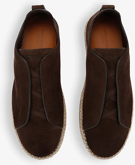 Mens Dark Brown Triple Stitch Suede Espadrilles Eur 44 / 10 Uk Men - Image 2