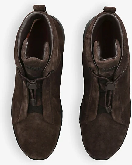 Mens Dark Brown Triple Stitch Vetta Suede High-Top Trainers Eur 44 / 10 Uk Men - Image 2