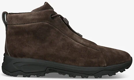 Mens Dark Brown Triple Stitch Vetta Suede High-Top Trainers Eur 44 / 10 Uk Men