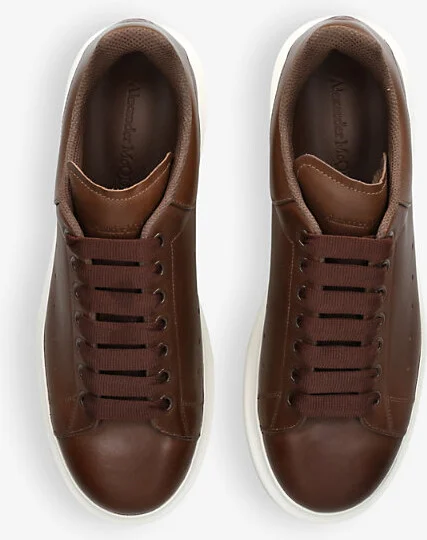 Mens Dark Brown Tuscan Platform Leather Low-Top Trainers Eur 40 / 6 Uk Men - Image 2