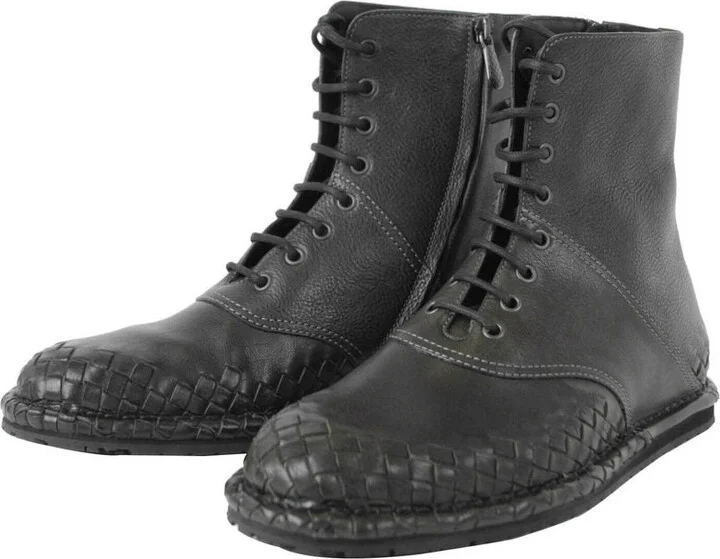 Men's Dark Gray Leather Side Zipper Boots 456529 2015 - Image 2