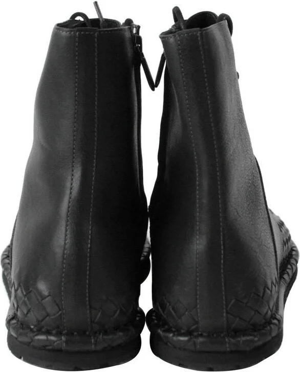 Men's Dark Gray Leather Side Zipper Boots 456529 2015 - Image 5