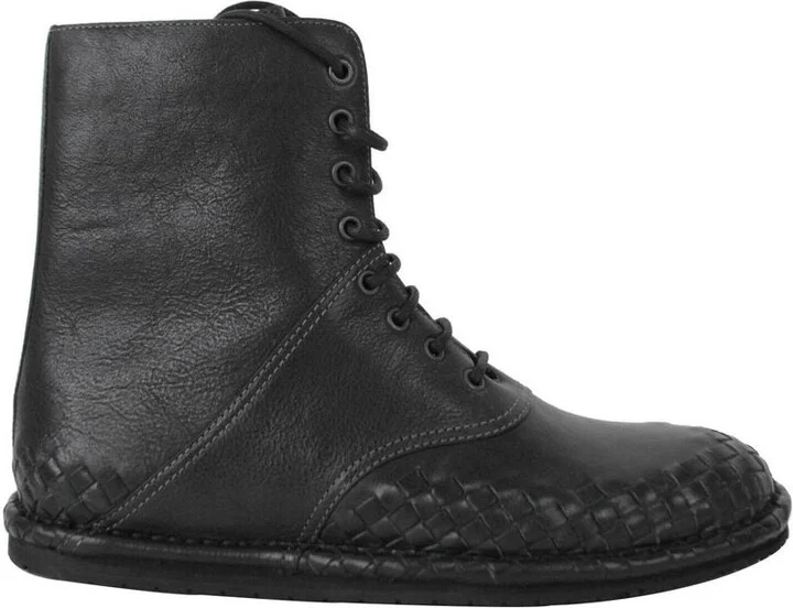 Men's Dark Gray Leather Side Zipper Boots 456529 2015 - Image 6