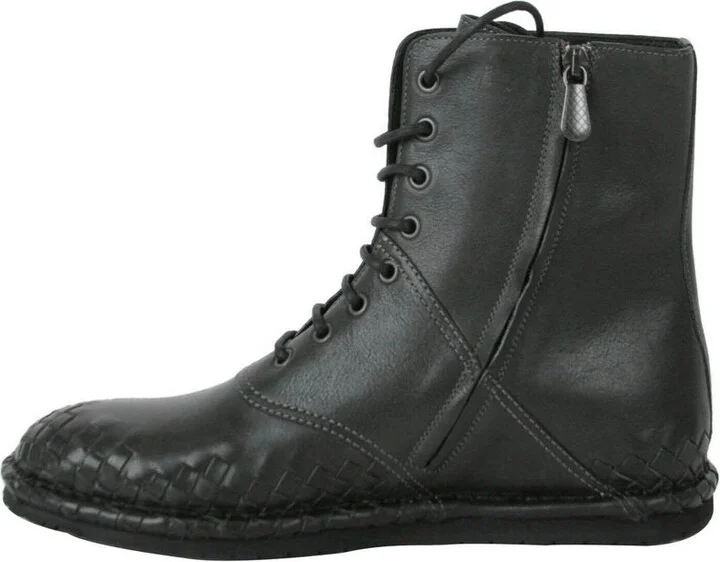 Men's Dark Gray Leather Side Zipper Boots 456529 2015 - Image 7