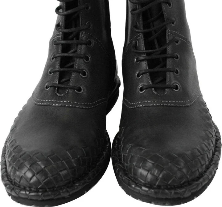 Men's Dark Gray Leather Side Zipper Boots 456529 2015 - Image 8