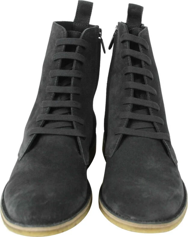 Men's Dark Gray Suede Side Zipper Lace-Up Boot 427383 2015 - Image 3