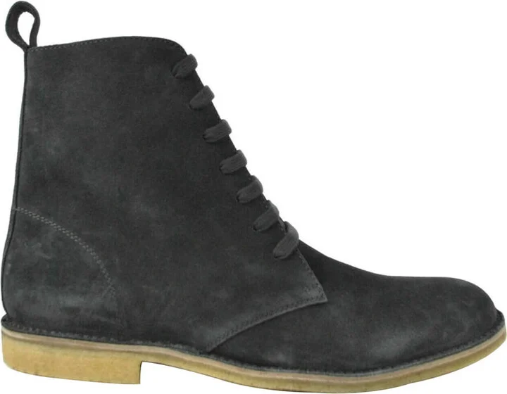 Men's Dark Gray Suede Side Zipper Lace-Up Boot 427383 2015 - Image 6