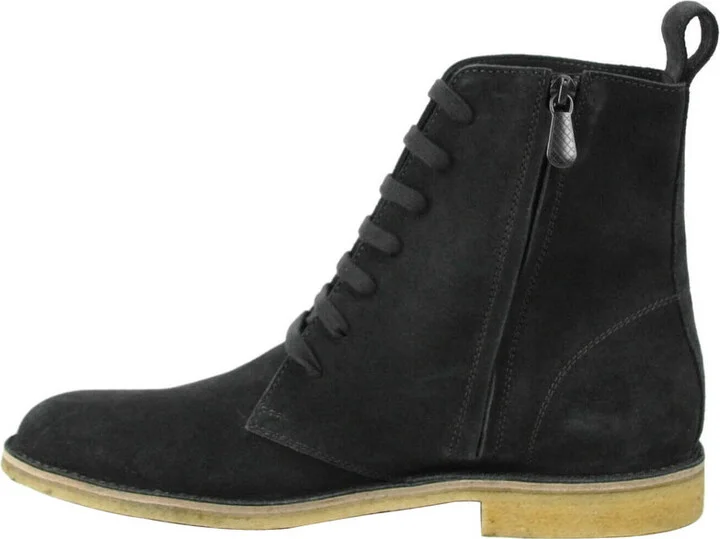 Men's Dark Gray Suede Side Zipper Lace-Up Boot 427383 2015 - Image 7