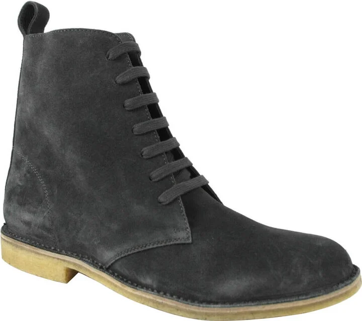 Men's Dark Gray Suede Side Zipper Lace-Up Boot 427383 2015