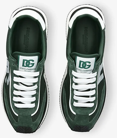 Mens Dark Green Aria Woven and Suede Low-Top Trainers Eur 41.5 / 7.5 Uk Men - Image 2