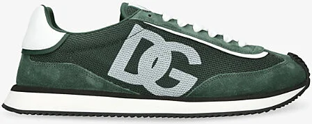 Mens Dark Green Aria Woven and Suede Low-Top Trainers Eur 41.5 / 7.5 Uk Men