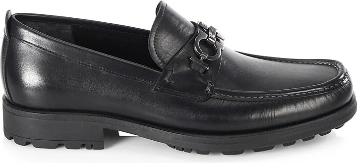 Men's David Gancini Bit Leather Loafers - Nero - Size 8.5
