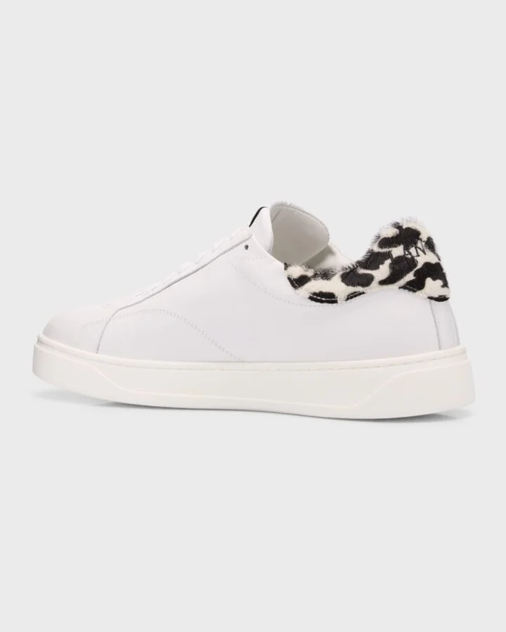 Men's DDB0 Leather and Calf Hair Low-Top Sneakers - Image 5